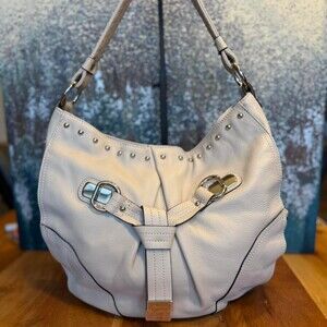B. Makowsky Vintage Y2K Large Studded Pebbled Leather Hobo Shoulder Bag